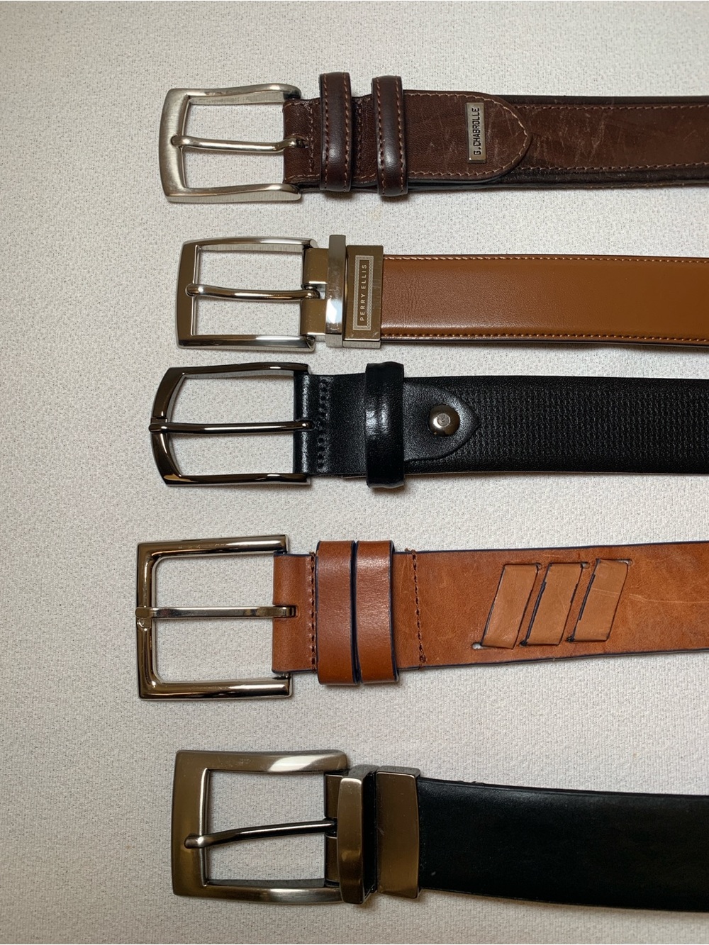 Men's Brown and Black Leather Belts - 5-Pack Stylish Dress & Casual Size 40